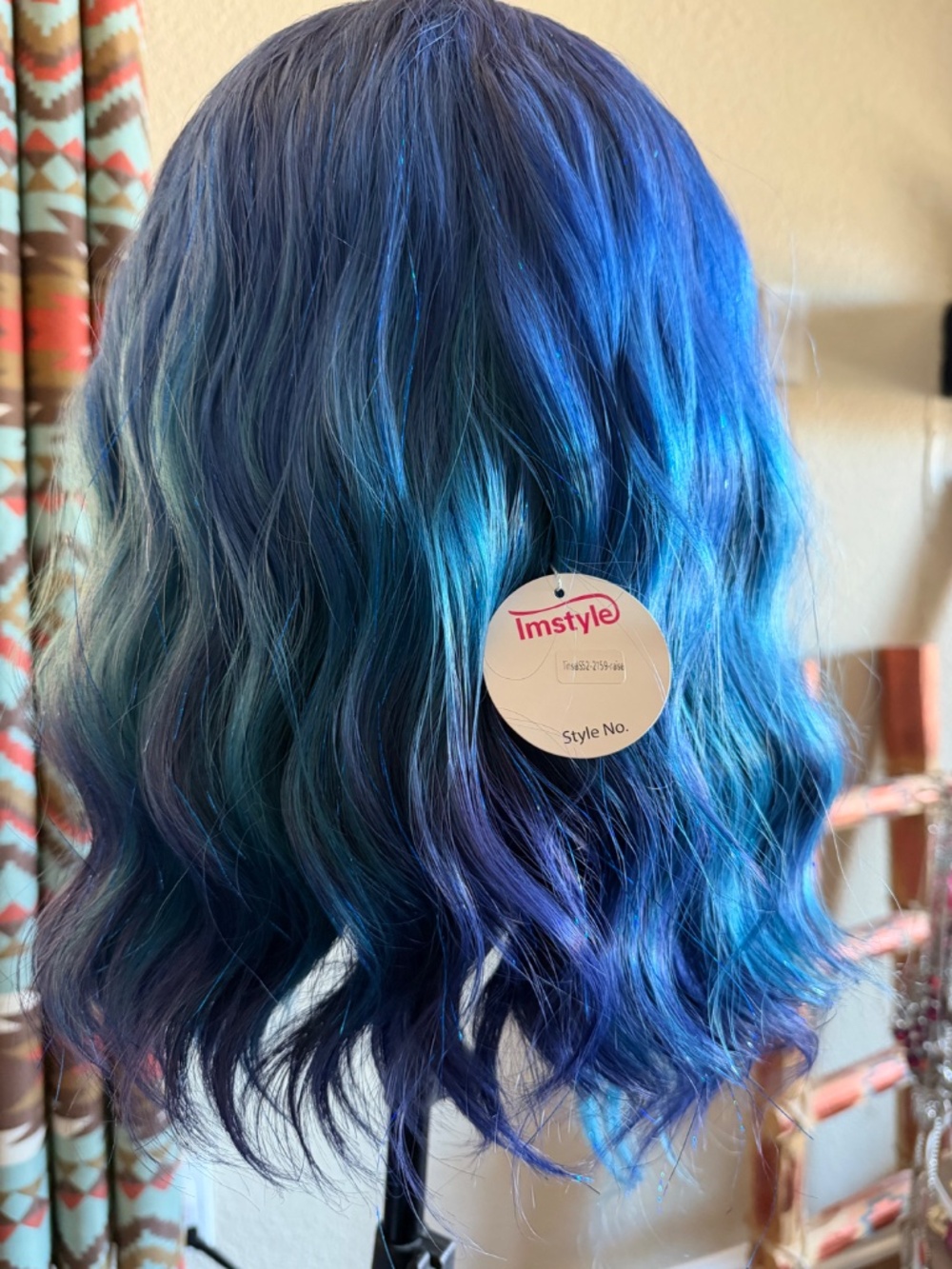 Imstyle Sparkly Blue Purple Wig Lace Curly with Tags - Mermaid Fairy Fantasy - Picture 2 of 5